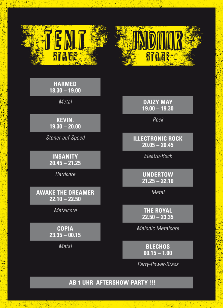 Running Order HEAVYDAYS Metal Festival